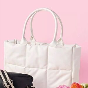 Ulta Puffer Tote Beige NWOT